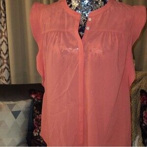 J. Crew NWT Size 14 Coral Flutter Cap Sleeve Blouse